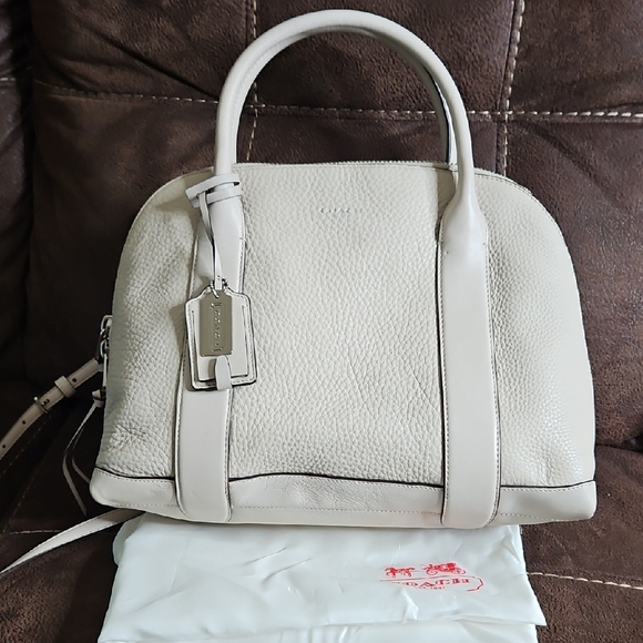 Coach Handbags - Coach Large Bleeker Preston Beige Buffalo Pebbled Leather Satchel/ Tote